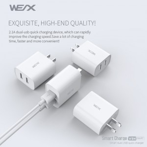 WEX - V24 dubbel usb-laddare, väggladdare, nätadapter