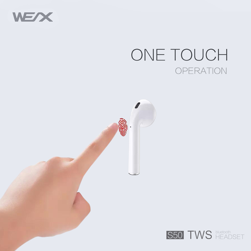 WEX S50 trådlösa hörlurar, äkta trådlösa stereo headset, bluetooth 5.0 öronsnäckor